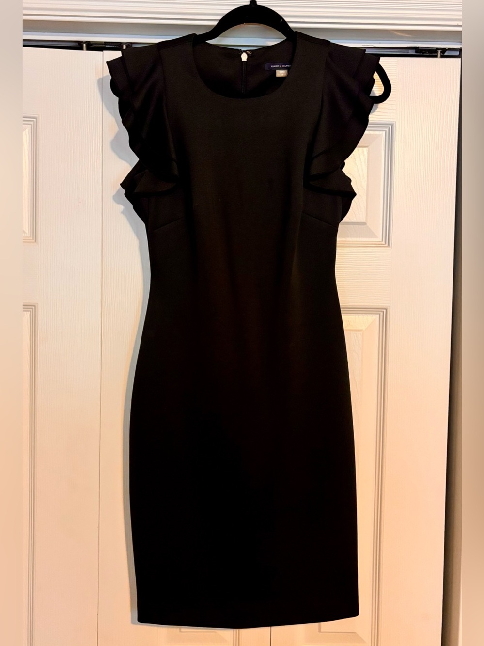 Tommy Hilfiger Black Ruffle-Sleeve Midi Dress